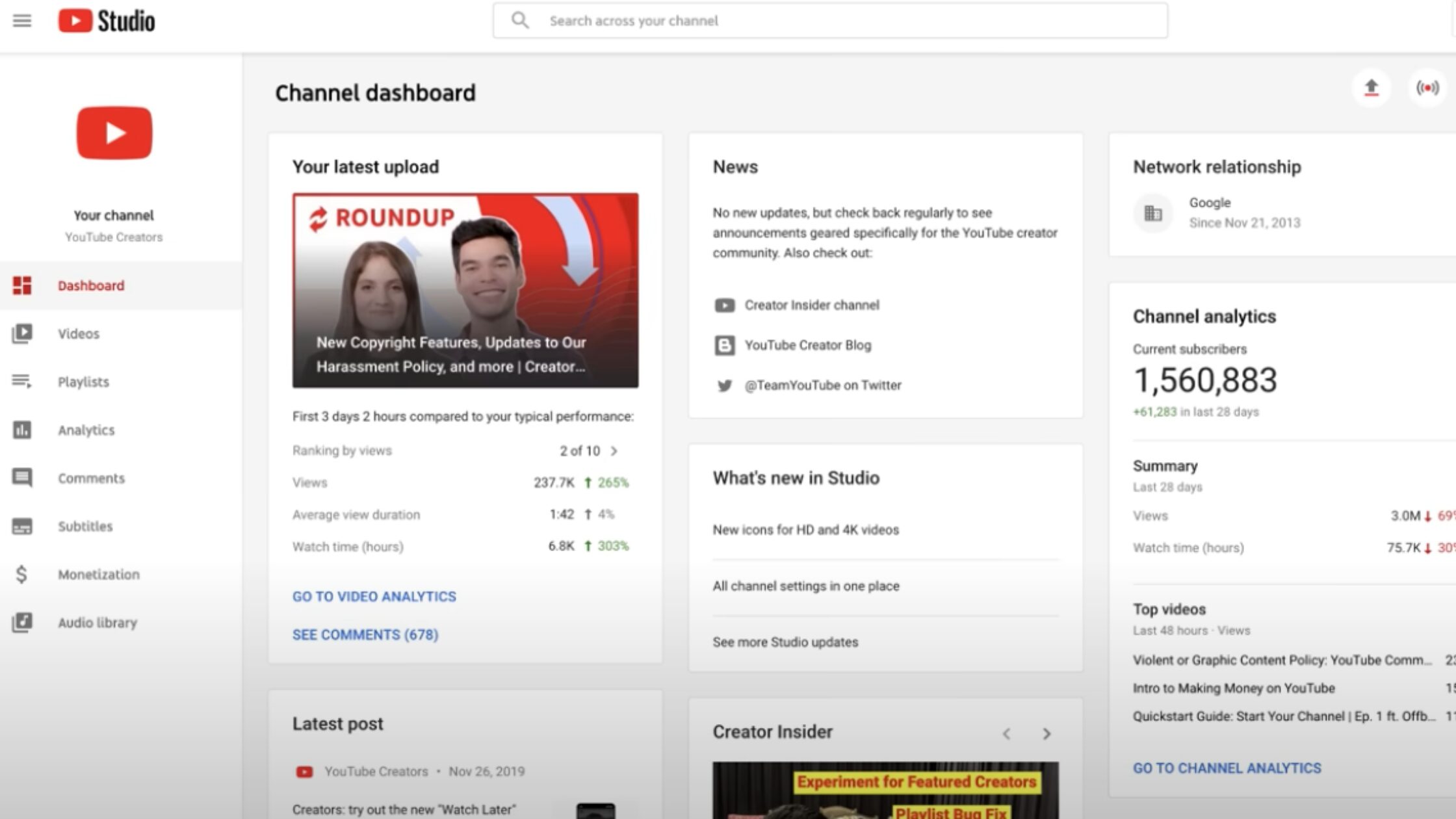 YouTubeアナリティクス